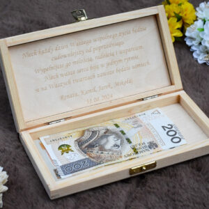 Pudełko drewniane na pieniądze – "Ślubne"
