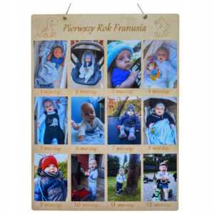 Drewniana tablica na zdjęcia ROCZEK – pierwszy rok dziecka