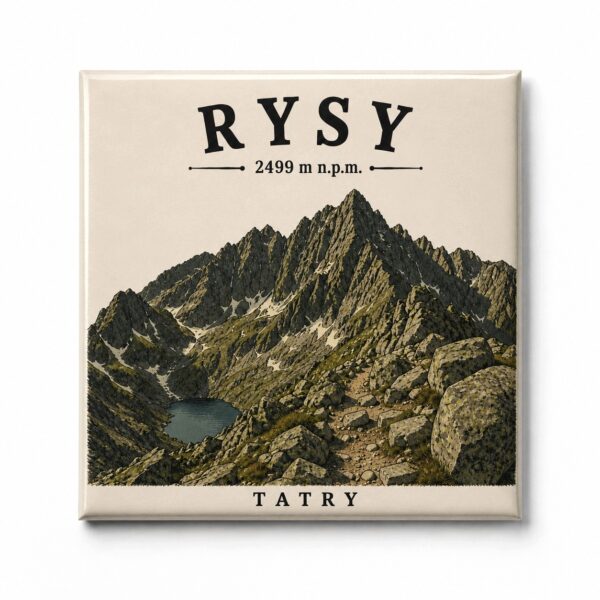 Magnes akrylowy „Rysy” 5 × 5 cm – Korona Gór Polski