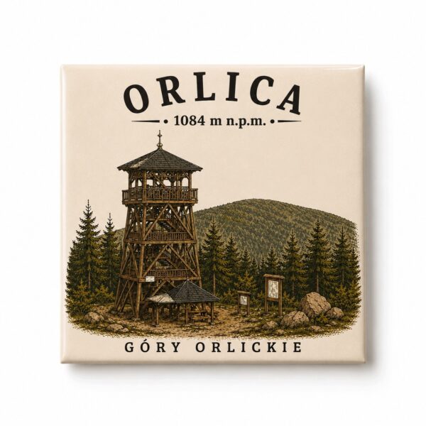 Magnes akrylowy „Orlica” 5 × 5 cm – Korona Gór Polski