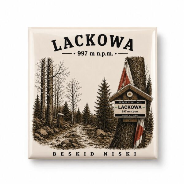 Magnes akrylowy „Lackowa” 5 × 5 cm – Korona Gór Polski
