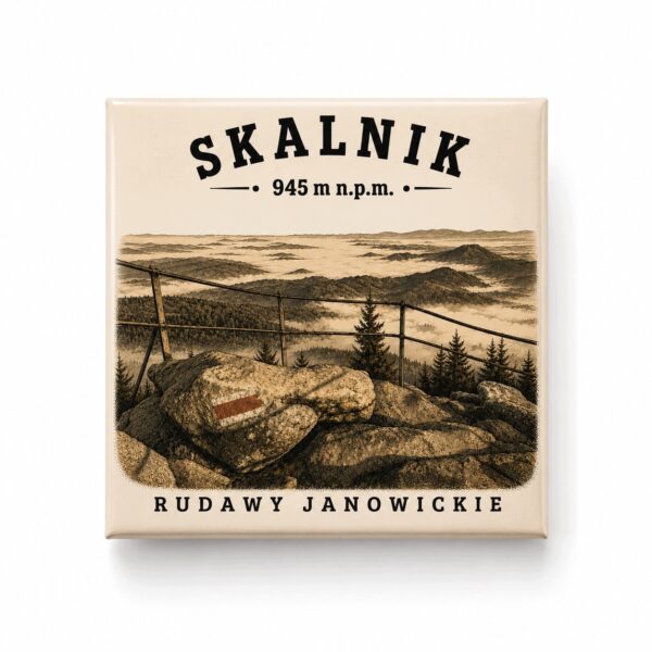 Magnes akrylowy „Skalnik” 5 × 5 cm – Korona Gór Polski