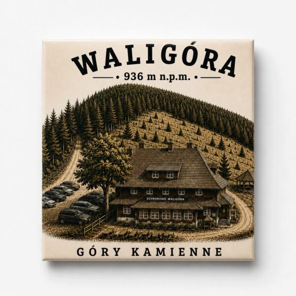 Magnes akrylowy „Waligóra” 5 × 5 cm – Korona Gór Polski