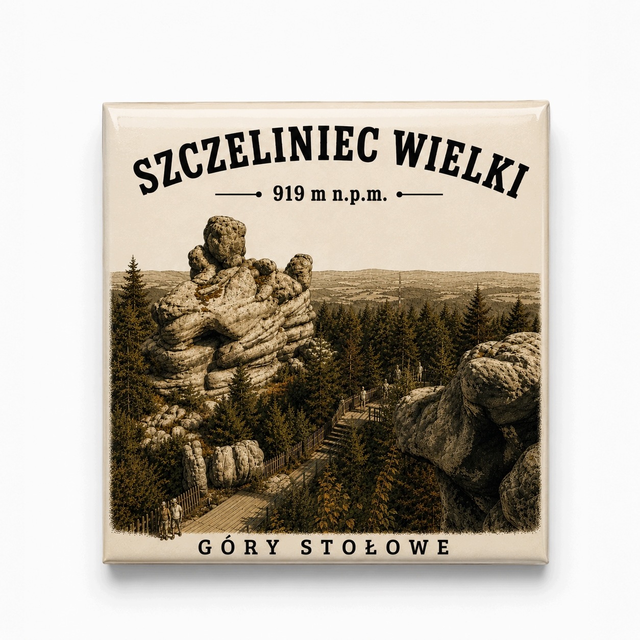 Magnes akrylowy „Szczeliniec Wielki” 5 × 5 cm – Korona Gór Polski