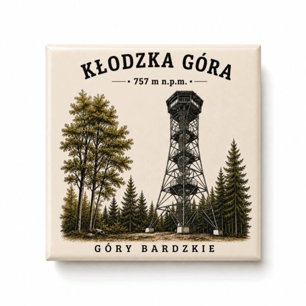 Magnes akrylowy „Kłodzka Góra” 5 × 5 cm – Korona Gór Polski