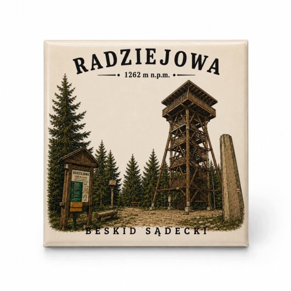 Magnes akrylowy „Radziejowa” 5 × 5 cm – Korona Gór Polski