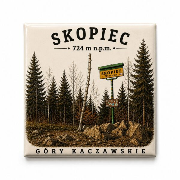 Magnes akrylowy „Skopiec” 5 × 5 cm – Korona Gór Polski