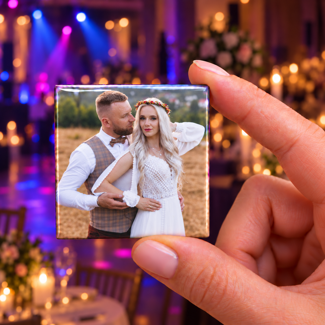Pamiątkowy fotomagnes ze zdjęciem z wesela