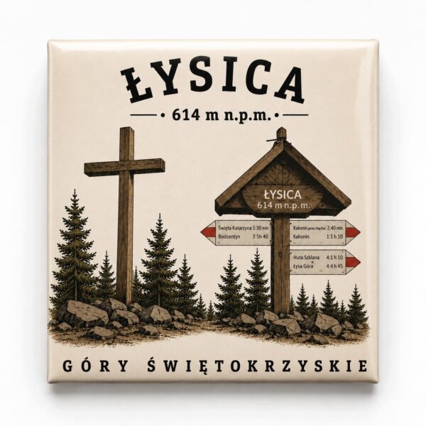 Magnes akrylowy „Łysica” 5 × 5 cm – Korona Gór Polski